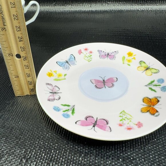 Harvest Green Studio Multicolor Butterfly Pattern Bone China Teacup Saucer Set - Picture 7 of 14